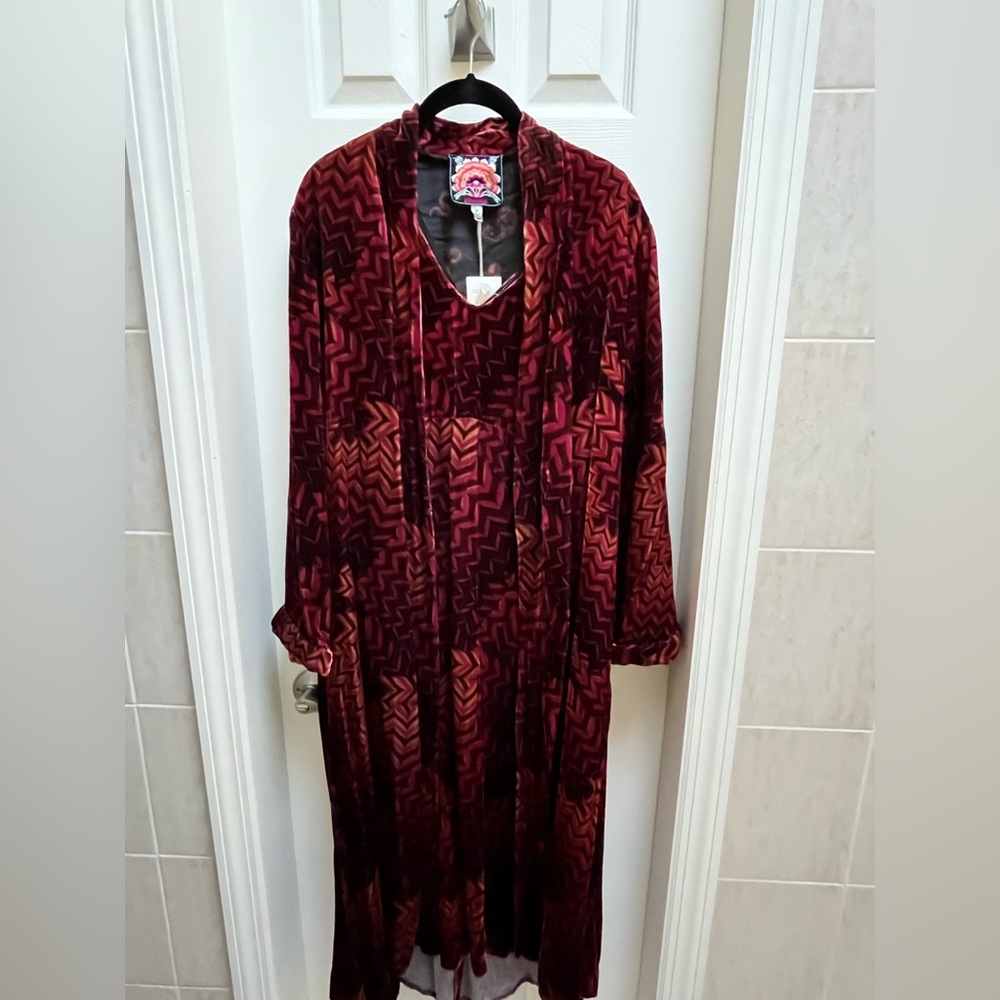 Johnny Was Belle Velvet Tank Dress And Kimono Jacket Set, XS NWT Stunning!